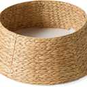 28in Christmas Tree Collar - Woven Hyacinth Tree Collars for Artificial Trees - Rattan Rustic Farmhouse Basket for Tree Base Cover with Cord Cut-Out for 6ft 7.5ft Tree (Natural)