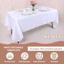 Kesfey 6 Packs White Table Cloths Rectangle 70x108 inch Washable Polyester Fabric White Tablecloths for 6-8 Ft Tables Stain and Wrinkle Resistant Reusable Table Covers for Parties Wedding Banquet