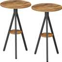 YATINEY Bar Table Set of 2, 2-Tier Round Pub Table, Counter Height Cocktail Table for Small Spaces, Dining Room, Cafe, Pub, Rustic Brown and Black BT12L2BR