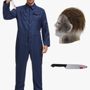 Halloween Killer Costume with Knife Mask for Adult Scary Halloween Costumes Coveralls Jumpsuit Horror Killer Cosplay M