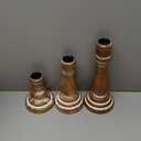 Candle Sticks Holder Decor Set of 3, Rustic Wooden Candlestick Holders, Farmhouse Wood Candle Stand, Vintage Candles Stick Tapered Holder for Living Room, Table Centerpiece (Brown)