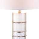JONATHAN Y 31" Silver Leaf Resin Table Lamp, Modern Farmhouse Wrapped Rope Bedside Lamp for Living Room Bedroom, White Linen Drum Shade, UL Listed, LED Bulb Included JYL1012A