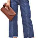 Sidefeel Women's Jeans High Waisted Wide Leg Loose Fit Straight Leg Zimbaplatinum Cropped Denim Pants Size 12