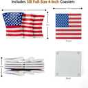 American Flag Coasters Set of 6, Modern Coaster Decor, Outdoor Patio Table Heat Insulation Resin Drink Home Cup Mat Decorations for Coffee Desk Tabletop Themed Gifts