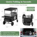 MomZi 4 Seater Wagon Stroller for Kids, Collapsible Wagon Stroller with Removable Canopy, Foldable Stroller Wagon with Seat and Storage Pocket for Baby Toddlers Black