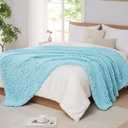 L'AGRATY Chunky Knit Blanket Throw - Soft Chenille Yarn Throw Blanket 30x40Handmade Thick Cable Knit Crochet Blanket - Large Knit Blanket Chunky Rope Knot Throw Blanket for Couch Sofa Bed Home Decor (30"x40", Light Blue)