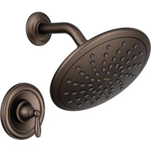 Moen Brantford Oil Rubbed Bronze Shower Trim Kit, featuring Eco-Performance Wide Rain Shower Head and Traditional Shower Lever Handle, (Posi-Temp Valve Required), T2252EPORB