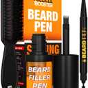 FOLLICLE BOOSTER Beard Pen Filler Styling Kit for Men - 3-in-1 Filling Set with 4-Tip Fork, Normal Pencil, and Brush - Waterproof, Sweatproof & All-Day Hold - Medium Brown