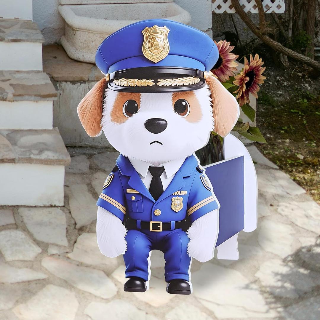 Officer-Style Dog Planter, Cute Animal Shape Flower Planters, Plant Pots for Indoor/Outdoor Garden Decor, Unique Gifts/Souvenirs for Pet Lovers (Officer-Style Dog)