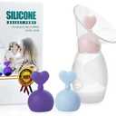 Amplim Gen 2 Manual Breast Pump/Collector for Breastfeeding with Stopper (2-Pack 4 oz/100ml) Food Grade Silicone BPA PVC and Phthalate Free (4OZ-BGPPUR, 2, Count)