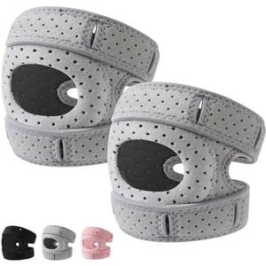 2PCS Knee Brace for Women and Men ,Knee Brace With Gel Padding，patellar stabilizing knee brace,Pain Relief Adjustable Patellar Tendon Support Sleeves Brace Knee Joint Strap for Arthritis,Running,Injury Recover(Grey,S/M)