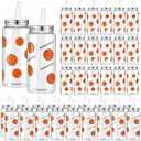 Maxdot 36 Pack 14.2 OZ Basketball Plastic Cups with Lid and Straw Bulk Basketball Cup with Lid and Straw Clear Reusable Plastic Juice Bottles Tumbler for Sport Themed Party Favors Birthday Team Gifts