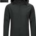 33,000ft Men's Rain Jacket Waterproof Lightweight Raincoat Packable Rain Shell Windbreaker with Hood for Golf Hiking Travel (X-Large, Black)