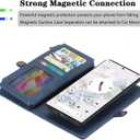 Simicoo Pixel 8 Pro Wallet case, Pixel 8 Pro Flip Leather case Card Slots Holder Zipper Purse Detachable Magnetic Cover Hand Strap Cash Pocket Pouch Wallet for Woman Man (Blue)