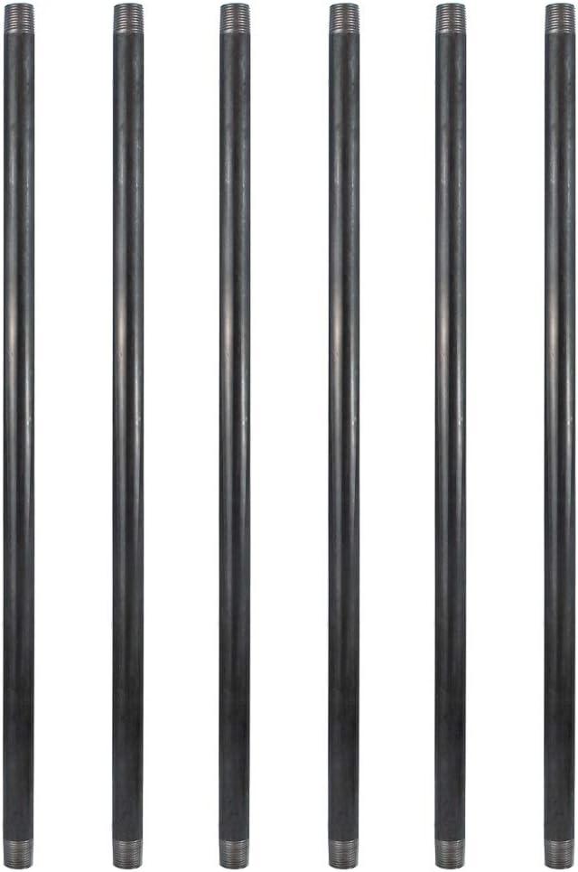 GeilSpace 6 Pack 1/2" x 42" Heavy Duty Pre-Cut Grey Metal Pipe, Industrial Steel Fits Standard Half Inch Threaded Pipes and Fittings - Vintage DIY Industrial Shelving (1/2" 42", Grey)