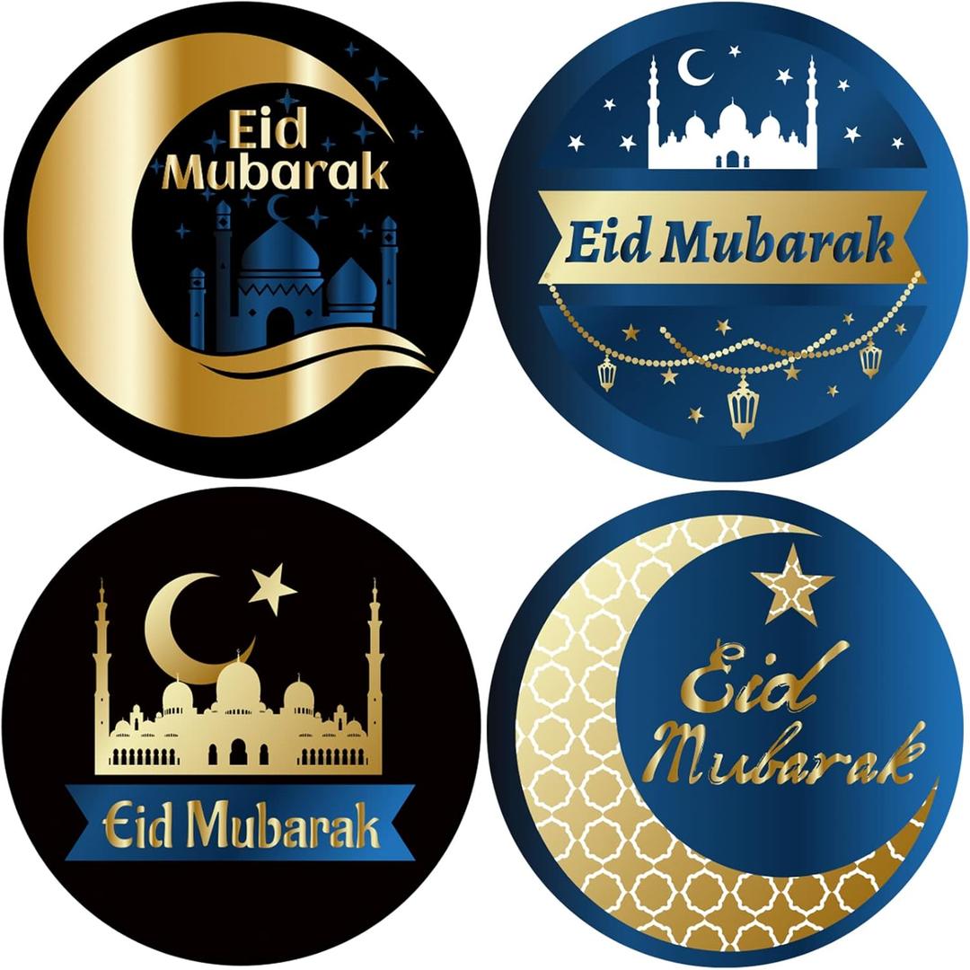 Crtiin 400 Pieces Eid Al Adha Stickers Ramadan Stickers Eid Mubarak Ramadan Kareem Labels Decoration for Ramadan Party 2 Inch Round Labels for Candy, Chocolate, Islamic Muslim Holiday Gift