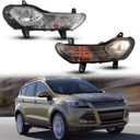 Nixon Offroad Fog Light Set for Escape 2013-2016 w/Turn Signal Light + Halogen Bulbs + Bracket, Fog Light Assembly, Fog Lamp Combo Replacement Chrome Black Cover Clear Lens - H10 12V 42W