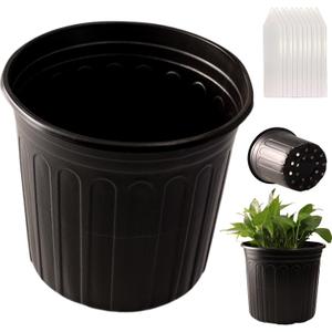 25 Pack 3 Gallon Flexible Plant Nursery Pots Plastic Seedling Starting Pots with Drainage Holes Soft Flower Pots Plant Container with Plant Labels, Black