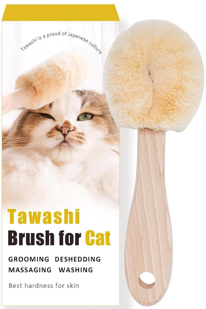 Gentle Cat Brush for Indoor Cats  Soft Daily Grooming & Massage Brush for Sensitive Cats & Kittens, Removes Loose Surface Fur (Not a Deshedding Tool), Natural Sisal, Made in Japan (Type-B)