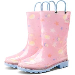 DREAM PAIRS Kids Rain Boots Cute Lightweight Waterproof with Pull-on Handles for Girls & Boys Toddler Outdoor Play (Pink)