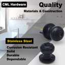 CML Hardware (2 Pack) Privacy Door Knob for Bedroom and Bathroom, Stainless Steel Keyless Door Locks for Bed/Bath, Round Ball Handle, Matte Black