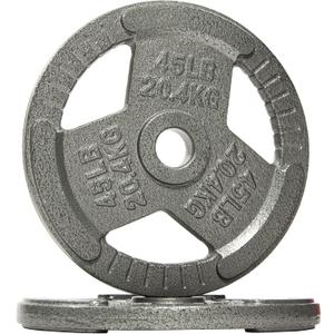 Fitvids Cast Iron Plate Weight Plate for Strength Training and Weightlifting, 2-Inch Center, 45LB (Set of 2)