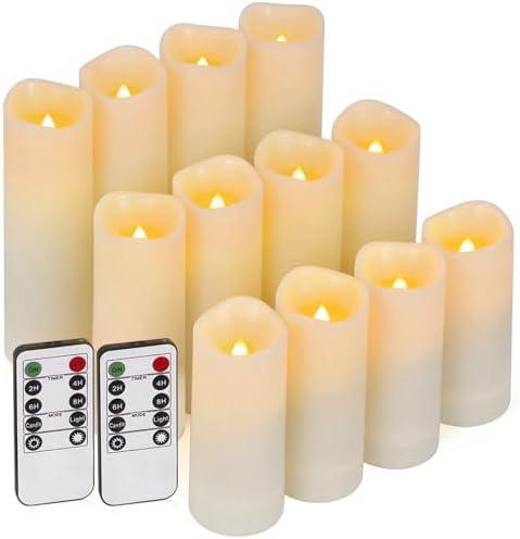 Amazon.com: Enido 12 Pc Flameless LED Candles with Remote & Timer, Outdoor Waterproof, Flickering Electric Warm Lights for Cozy Home & Holiday Romantic Decor, Battery Operated for Party(D 2.2 x H 4/5/6 : Tools & Home Improvement