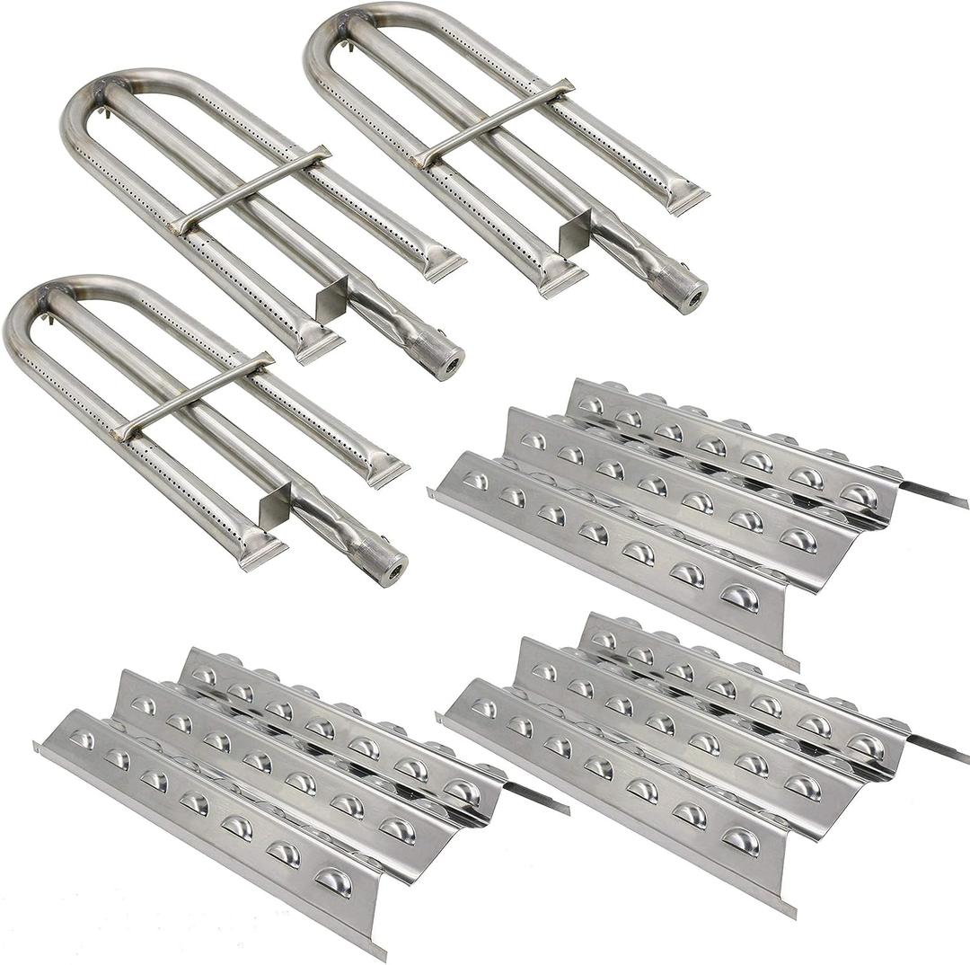 Hisencn Replacement Parts for Perfect Flame 3019L, 3019LNG Gas Grill Models Stainless Steel Replacement Grill Parts SS Burner & SS Heat Plate Repair Kit