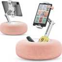 Tablet Pillow Stand for Reading, Adjustable Tablet Stand Phone Holder for Bed with Detachable Snack Bowl, Fits 4.7"-13" Kindle/Phones/Tablets, Watch Videos, Stream Media, Pink