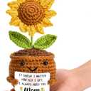 OEAGO Gifts for Mom Mothers Day: from Daughter Son Kids Mini Gifts for Mom Mama Handmade Crochet Cute Small Sunflowe Doll Gift with Base Birthday Present Idea for Mother Knitted Decor 6.69 x 2.75inch