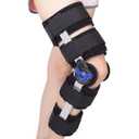 Hinged ROM Knee Brace Post Op Knee Support Adjustable Knee Immobilizer with Side Leg Stabilizers for Men and Women for Meniscus Tear, Arthritis, ACL, PCL, Osteoarthritis, Orthopedic Rehab (Black)