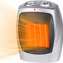 GiveBest Portable Electric Space Heater with Thermostat, 1500W/750W Safe and Quiet Ceramic Heater Fan, Heat Up 200 Square Feet for Office Room Desk Indoor Use, Silver