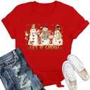 IFQ Christmas Shirts for Women Snowman Let It Snow T-Shirt Merry Christmas Xmas Holiday Tee