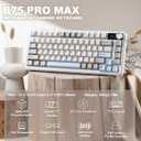YUNZII B75 PRO MAX QMK/VIA Wireless Mechanical Keyboard,75% Layout with Screen and Knob,Custom Hot Swap Gasket,Creamy Pre-lubed Switches,Bluetooth/Type-C/2.4G for Win/Mac (Beige,Cocoa Cream V2 Switch)