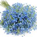 N&T NIETING Babys Breath Artificial Flowers Bulk, 10Pcs Blue Fake Gypsophila Bouquet Flowers Real Touch Faux Babies Breath Arrangement for Wedding Floral Party Home Centerpieces Vase Decoration, Blue
