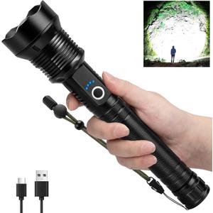 Kmivo Rechargeable LED Flashlight 990,000 Lumens, High Powerful Flashlights with 8 Modes, IPX7 Waterproof, Handheld Flash Light for Camping Hiking Emergency Home