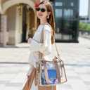 Getgto Clear Bags for Women Tote Bag, Crossbody Bag, Stadium Approved Clear Purse for Sports Events, Concert, Work & Beach