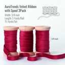 2 x Dark Red Velvet Ribbon 3/8" with Wooden Spool 15 Yd, Burgundy Velvet Ribbon for Christmas Tree, 3Rolls for Christmas Wreath Decoration Gift Wrapping &Bow Making