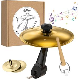 Car Cymbal Air Vent,Mini Drum Crash Cymbal Set With Mini Drum Stick & 2 Thumb Cymbals,Compact and Durable Car Accessory Compatible with Most Vehicles (Gold)