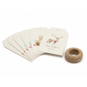 Christmas Gift Tags Set With Jute Twine Rustic Holiday Design Premium Paper Approx 80-100 Tags