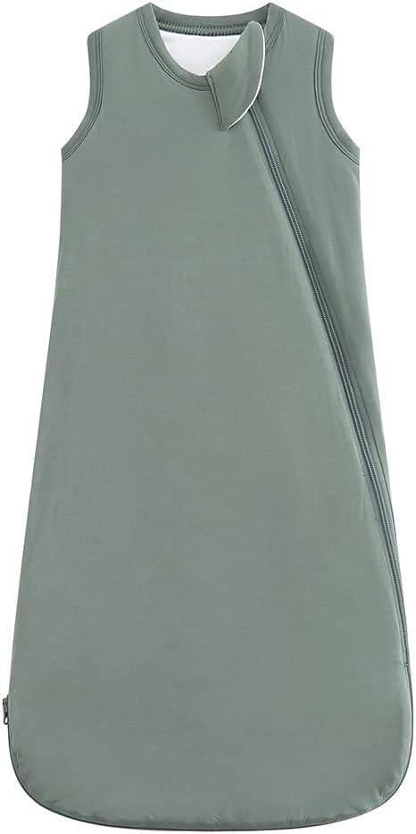HAPIU Unisex Rayon Made from Bamboo Baby Sleep Sack TOG 1.0, 2-Way Zipper YKK, Wearable Blanket Baby (6-18 months, Dark Forest Green)