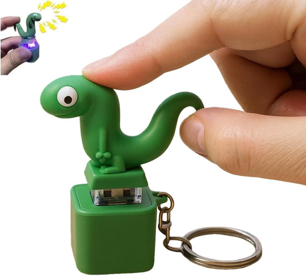 Lizard Button Keychain,Rechargeable Animal Keychains with Sound and Colorful Lights,Fidget Toys Adults Anxiety Relief