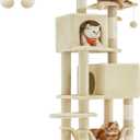 Feandrea Cat Tree, 61-Inch Cat Tower for Indoor Cats, Plush Multi-Level Cat Condo with 5 Scratching Posts, 2 Perches, 2 Caves, Hammock, 2 Pompoms, Beige UPCT192M01