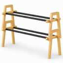 TIFFLOI 1-Tier Bamboo Shoe Rack Stackable, Shoe Organizer for Entryway and Closet, Modular Small Shoe Storage Shelf, Space-Saving Free Standing, Holds 4-6 Pairs of Shoes, Natural