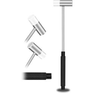 Dual Head Small Hammer, 7-1/3in Length, Black Knurled Grip, Double face Jewelry Mallet, Mini Mallet for crafts, Mini Hammer for Watch, Tuning, Woodworking, Toys, Handcraft, Leather, Instruments