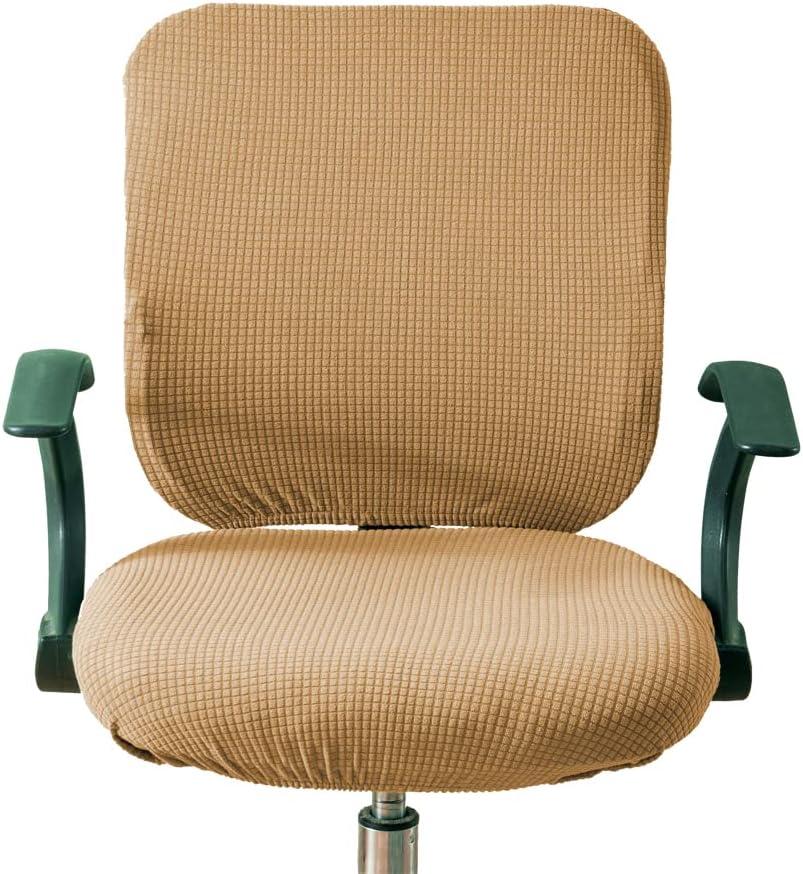 Office Chair Cover Water Resistant- Split Protective & Stretch Jacquard Elastic Universal Slipcover for Desk Task Chair, Computer Rotating Chair, Armless Chair (Camel)