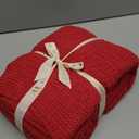 Amlie Home Checkered Chenille Knit Throw Blanket for Couch, Classic Texture Decorative Soft Blanket for Sofa, Chair & Bedroom, 50"x60", Christmas Red