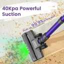 Suirviz Cordless Vacuum Cleaner, 40KPA/500W/35Mins, Powerful Suction with Green LED Dust Detection, Stick Vacuum Self-Standing, Lightweight Handheld Vacuum for Pet Hair, Carpet & Hard Floor, Purple