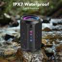 Portable Bluetooth Speaker with Lights, Bluetooth 5.4 Speaker, Powerful Crystal Clear Sound,All Day Playtime,15W Loud Stereo Sound, IPX7 Waterproof,TWS pairing for Outdoor/Home/Party/Travel,Black