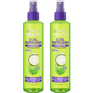Garnier Fructis Curl Refresher Reviving Water Spray, Sulfate Free, 8.5 Fl Oz, 2 Count